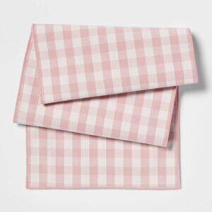 NWT - Threshold Pink and White Gingham Table Runner - 72in x 14in